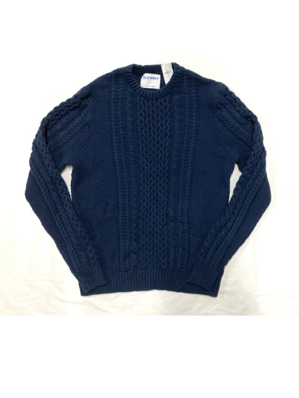 Old Navy Sweater Mens Size Small Blue Cable Knit Cotton Knit NWT